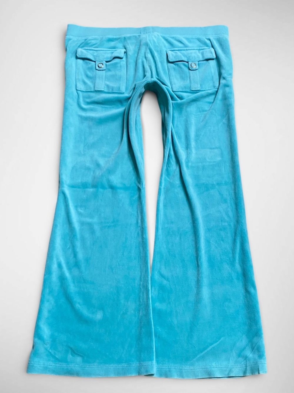VINTAGE Juicy Couture Light Blue Velour Tracksuit Pants w/ Snap Pocket